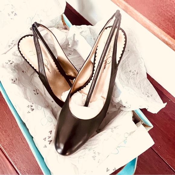 Jessica Simpson Black Platform Slingback Heels - Picture 5 of 9